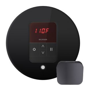 Mr Steam iTempo Round Steam Shower Control in Black with Polished Chrome Bezel