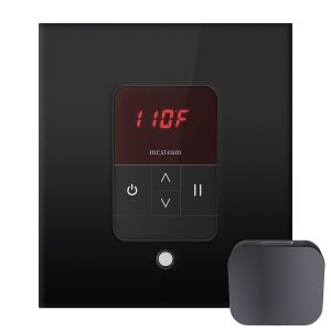 Mr Steam iTempo Square Steam Shower Control in Black with Polished Chrome Bezel