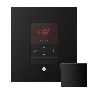 Mr Steam iTempo Square Steam Shower Control in Matte Black with Polished Chrome Bezel