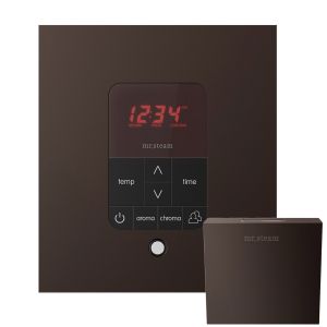 Mr Steam iTempo Plus Square Steam Shower Control in Matte Black with Polished Chrome Bezel