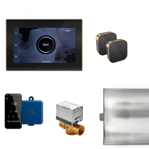 Mr Steam XButler Max Steam Shower Control Package with iSteamX Control and Aroma Glass SteamHead in Black Brushed Bronze