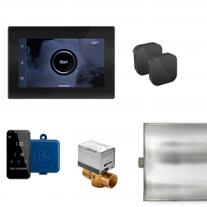 Mr Steam XButler Max Steam Shower Control Package with iSteamX Control and Aroma Glass SteamHead in Black Matte Black