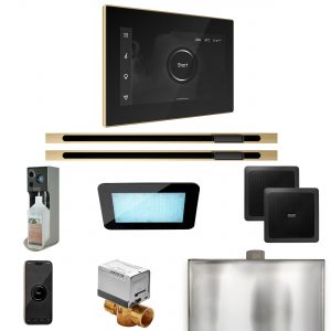 XDRM2BKXLSB - Mr Steam XDream Max Steam Shower Pkg w/iSteamX Control and Linear Steamhead in Black Satin Brass