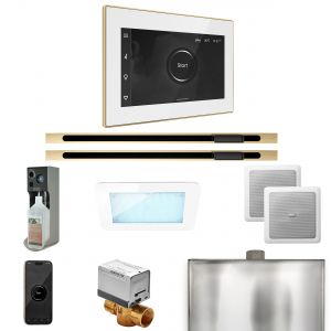 XDRM2WHXLPB - Mr Steam XDream Max Steam Shower Pkg w/iSteamX Control and Linear Steamhead in White Polished Brass